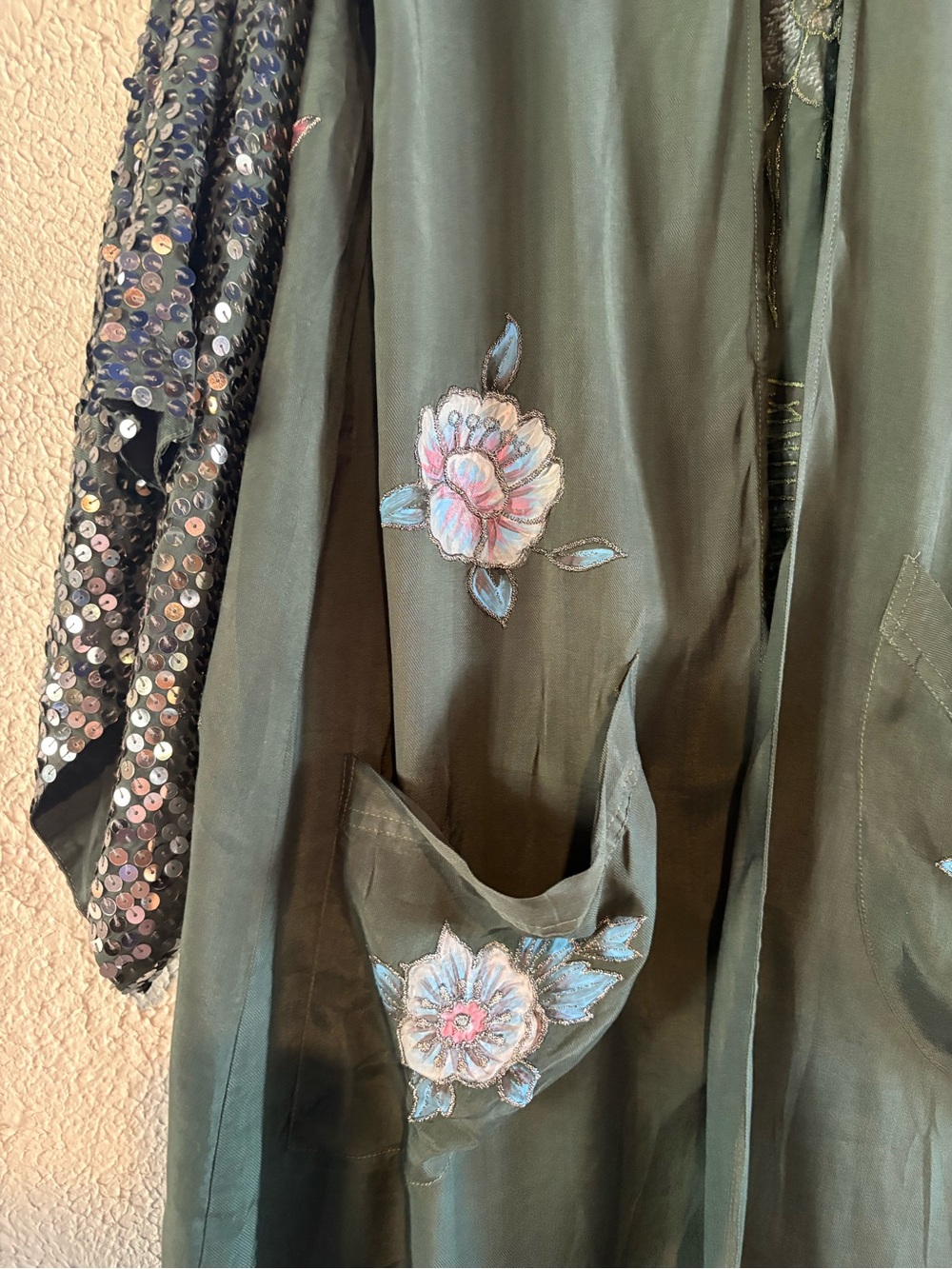 Free People Dark Green Sequined Kimono - Picture 3 of 9